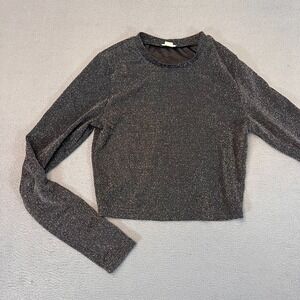 Garage Crop Top Women's Sz Small Long Sleeve Sparkly Glitter Shimmer Metal Lurex